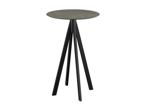 statafel,HxØ 1090x700mm,rond,4voeten zwart,blad HPL Midnight Marble
