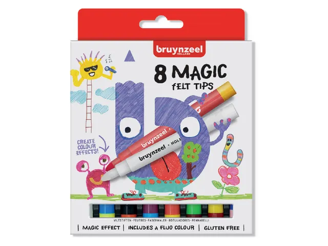 Viltstift Bruynzeel Kids Magic set à 8 kleuren