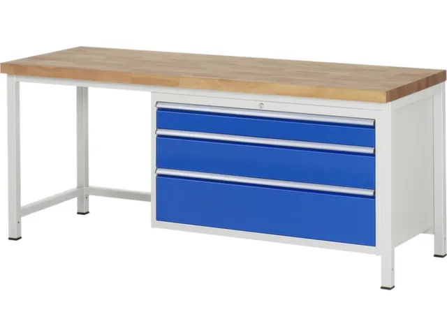 werkbank,HxBxD 840-1040x2000x700mm,beukblad,draagverm. 1250kg,4voeten