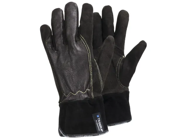 Tegera 32 hittebestendige lederen handschoenen, bruin/zwart, maat 10,