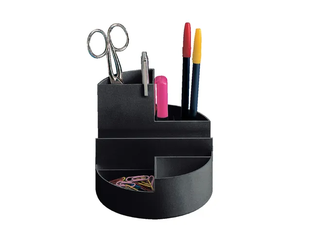 Pennenkoker MAUL roundbox 7 vakken Ø140x125mm zwart