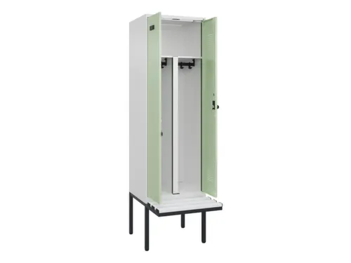 PBM-locker met bank,HxBxD 2120x600x815mm,2vak,vak B 300mm,draaigrendel