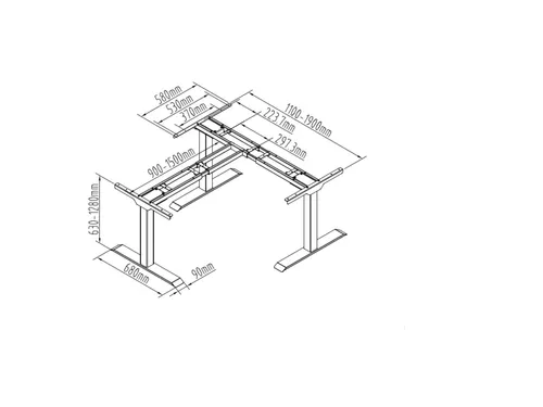 Elektrisch Verstelbaar Zit-Sta Frame Hoekbureau Wit
