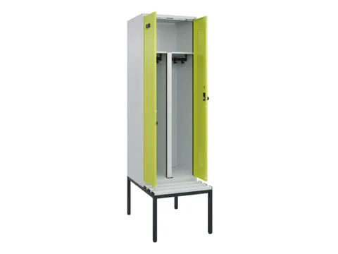 PBM-locker met bank,HxBxD 2120x600x815mm,2vak,vak B 300mm,draaigrendel
