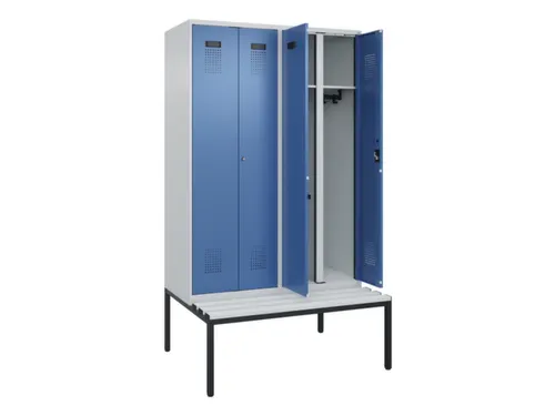 locker met bank,voor scheiding van kleding,HxBxD 2120x1200x815mm,4vak