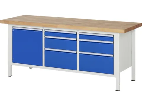 werkbank,HxBxD 840-1040x2000x700mm,beukblad,draagverm. 1250kg,4voeten