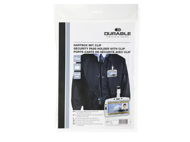 Veiligheidspashouder met clip voor 1 pas 85x54mm