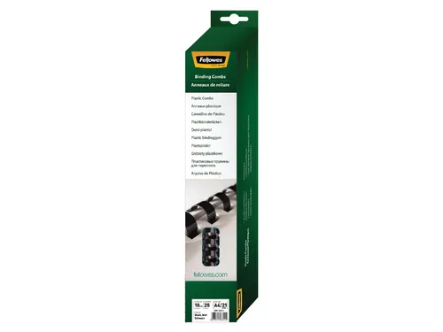 Bindrug Fellowes 10mm 21-rings A4 zwart 25stuks