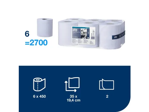 Tork 128207 M2 Wiping Plus Poetspapier Advanced 2-laags Blauw 157m