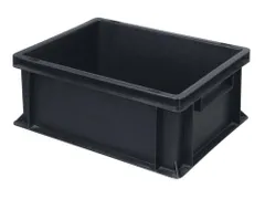 ESD-stapelbak,HxLxB 170x400x300mm,16l,PP,zwart,Wanden gesloten