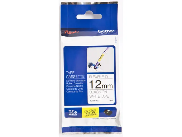Tze Labeltapes P-touch Zwart Op Wit, Tze-fx231 12mm