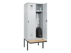 locker met bank,HxBxD 2120x800x815mm,2vak,vak B 400mm,draaigrendel