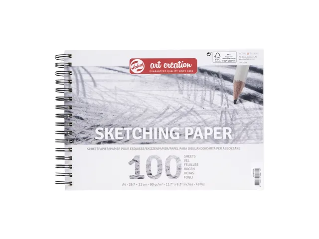 Schetspapier Talens Art Creation 100 witte vellen 90gr 297x210mm grijs