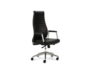 Bureaustoel Zwart Zitting 430-530x500x480mm Echt Leder Synchroonmech. - 1