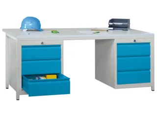 Werkplaatsbureau Bxdxh 1700x800x720mm 6laden Ral7035 Front Ral5012 - 2