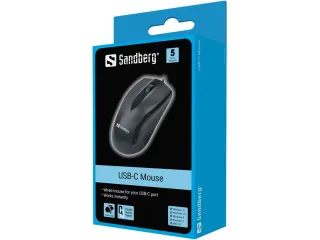 USB-C muis 1200dpi 631-04 3 knoppen bedraad zwart - 2