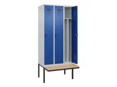 locker met bank,voor scheiding van kleding,HxBxD 2120x900x815mm,3vak