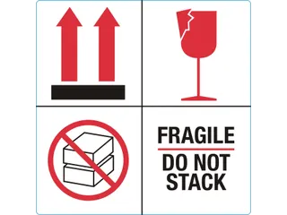 Waarschuwingsetiket fragile do not stack 100mmx100mm 1000st - 1