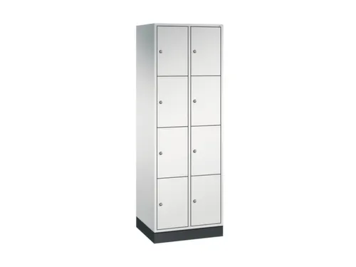 lockerkast,RAL 7035,HxBxD 1950x620x500mm,2x4vakken,cil.-slot,sokkel