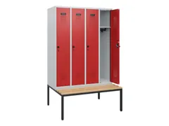 locker met bank,HxBxD 1950x1200x815mm,4vak,vak B 300mm,draaigrendel