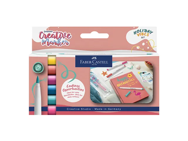 Marker creatief Faber-Castell Goldfaber brushpunt B set a 6 stuks Holi