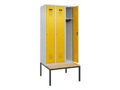 locker met bank,HxBxD 2120x900x815mm,3vak,vak B 300mm,cilinderslot