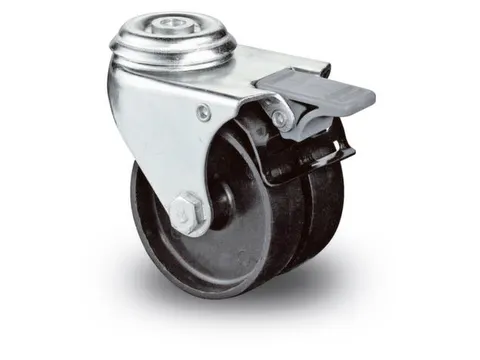 Dubbel Zwenkwiel Met Rem Ruggat 80kg Kunststof Banden/Velg 50x19mm