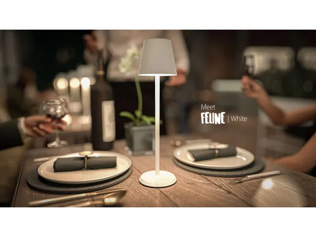 Securit Tafellamp Feline LED Wit oplaadbaar USB dimbaar