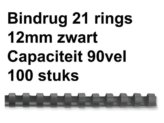Bindrug Fellowes 12Mm 21-Rings A4 Zwart 100 Stuks | FellowesInbindmachine.nl