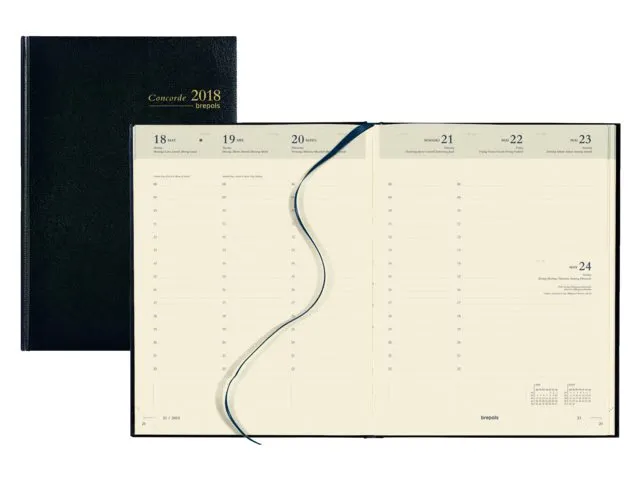 Agenda 2027 Brepols Concorde Lima 7 jours/2 pages noir