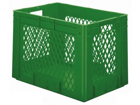 Euronorm Stapelkrat 420x600x400mm 80l Opengewerkt/Bodem Gesl. Groen