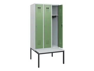 locker met bank,HxBxD 1950x900x815mm,3vak,vak B 300mm,cilinderslot - 1