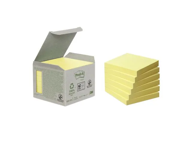 Recycled Notes Canary Yellow, 76 x 76 mm, Geel
