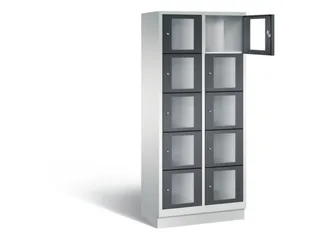 Lockerkast 1800x810x500mm 2x5 vakken Cilinderslot, Sokkel, RAL7021 - 1