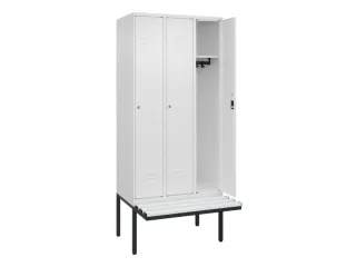 locker met bank,HxBxD 2120x900x815mm,3vak,vak B 300mm,cil.-slot - 2