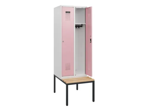 locker met bank,HxBxD 1950x600x815mm,2vak,vak B 300mm,cilinderslot