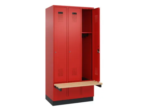 locker met bank,HxBxD 1950x900x815mm,3vak,vak B 300mm,cilinderslot