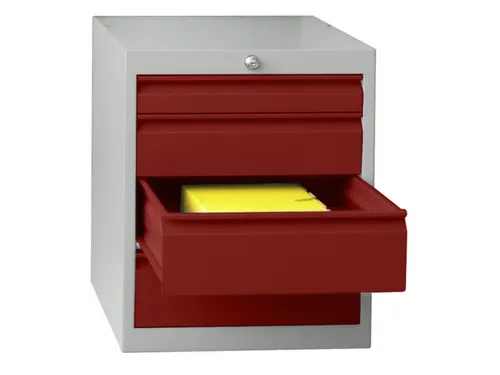 ladekast,HxBxD 600x500x600mm,4lade(n),cil.-slot,RAL7035,front RAL3000