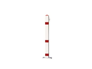 Afzetpaal Vierkant 70x70m Omklapbaar Cilinderslot Spitse Kop Wit/Rood - 1