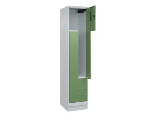 Z-garderobekast,HxBxD 1950x400x500mm,vak B 200/400mm,cil.-slot,sokkel