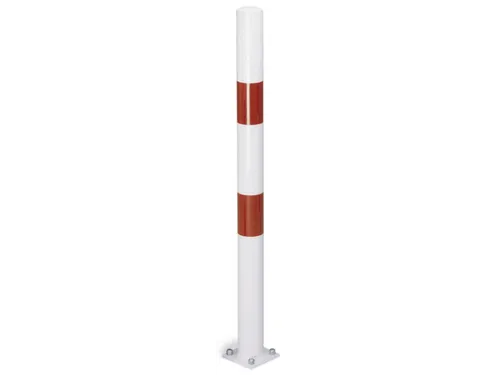 Afzetpaal Ronde Buis Ø 60Mm Vast Met Bodemplaat Platte Kop Wit/rood