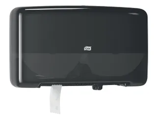 Tork 555508 T2 Twin Mini Jumbo Toiletpapier Dispenser Elevation Zwart - 1