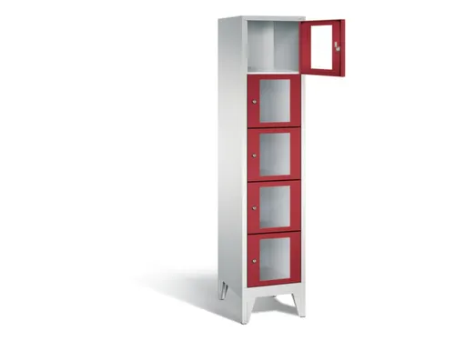 Lockerkast 1850x420x500mm 1x5 vakken Cilinderslot Poten, RAL3003