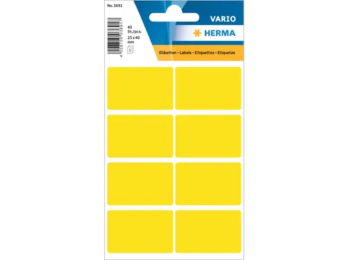 HERMA 3691 Universele etiketten 26x40mm Geel 40 stuks
