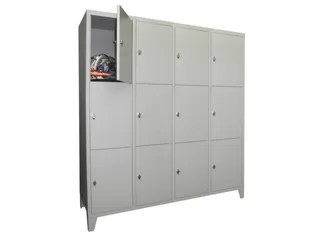 lockerkast,HxBxD 1850x1600x500mm,4x3vakken,RAL7035,front RAL6011 - 1