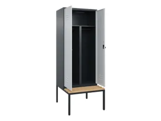 PBM-locker met bank,HxBxD 2120x800x815mm,2vak,vak B 400mm,draaigrendel - 2