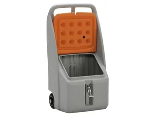 strooigoedbak,70l,HxBxD 1070x590x390mm,PE,grijs,deksel oranje,2wielen - 3