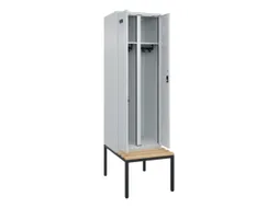 locker met bank,voor scheiding van kleding,HxBxD 2120x600x815mm,2vak