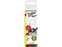 Tattoo stift Eberhard Faber Kids 4st. en 4in1 sjablonen. (zwart, blauw