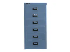 kantoor-ladekast HxBxD 590x279x380mm 6 laden romp + front blauw staal